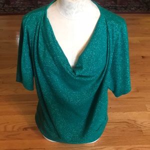 Emerald Green Short Sleeve Cowl Top-K